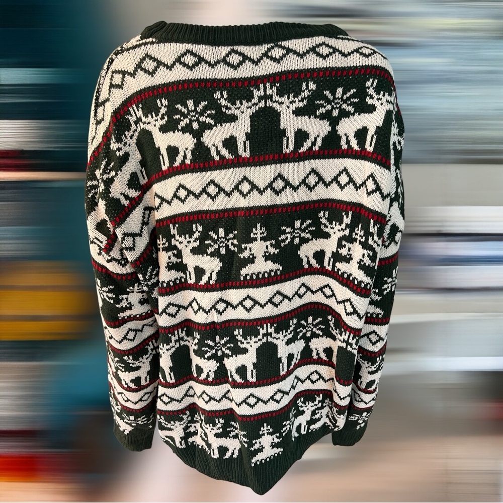 AND THE WHY Reindeer print holiday plus size sweater combo sz 1X/2X and 2X/3X - Picture 10 of 11